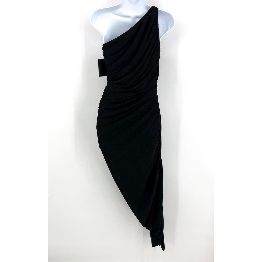 NORMA KAMALI Women's One Shoulder Diana Gown Medium Black Asymmetric NWT