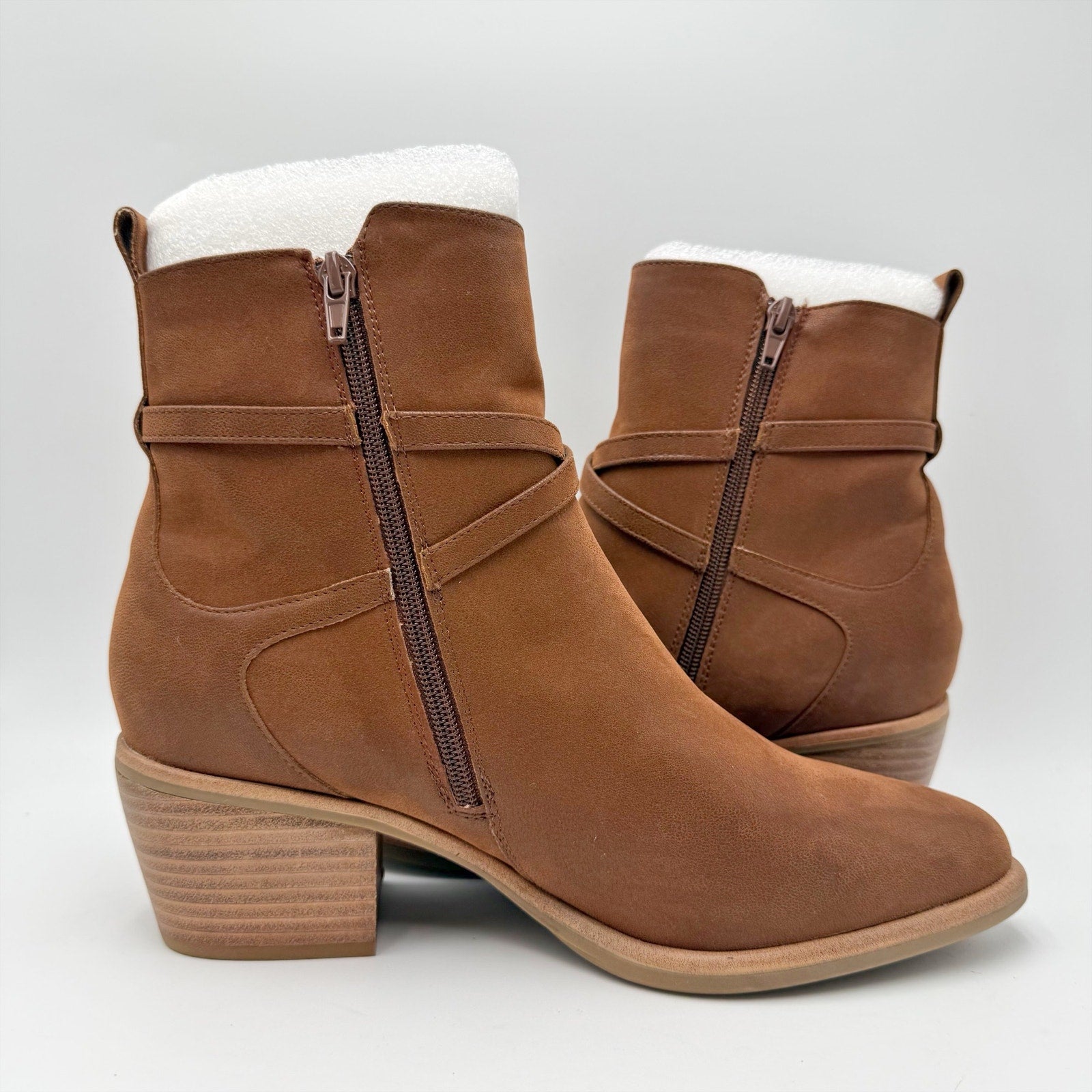 MIA Womens Santina Western Ankle Boots US 9.5 Brown Suede NWOB