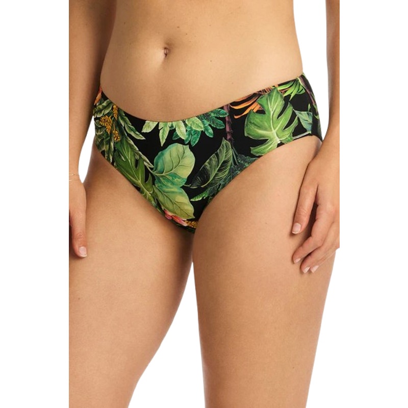 SEA LEVEL SWIM Women's Lotus Mid Rise Bikini Bottom Size 8 Black Green Print NWT