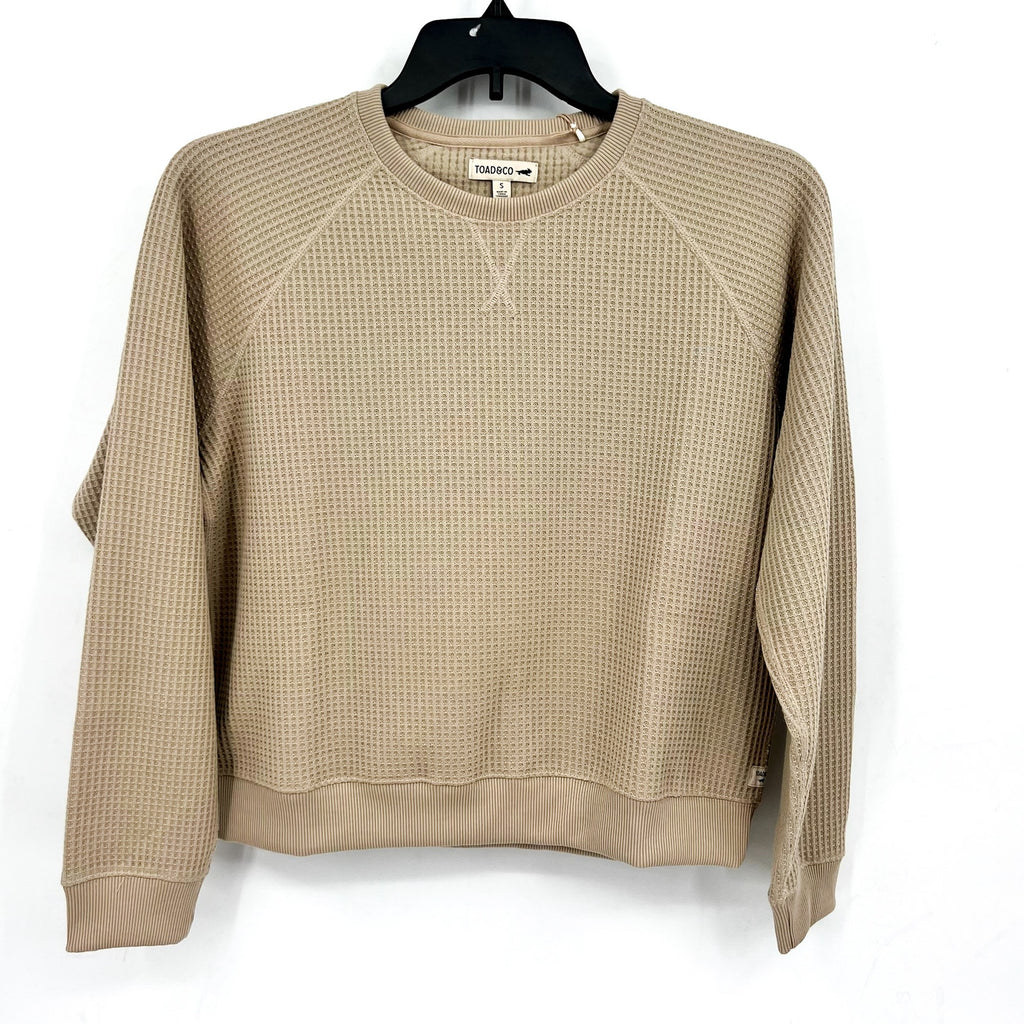 TOAD & CO Womens Bitterroot Sweatshirt Small Twine Beige Waffle Long Sleeve NWT