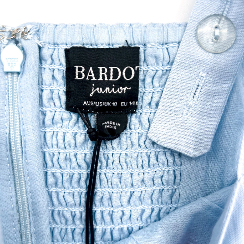 BARDOT JUNIOR Girl's Nelly Ruffle Jumpsuit Size 10 Sky Blue Square Neck NWT