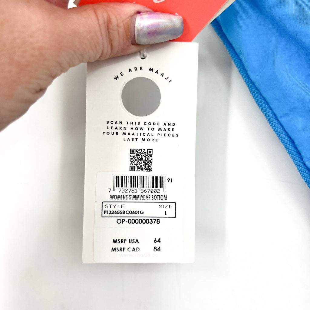 MAAJI Women's Sublimity Classic Bikini Bottom Large Stone Blue Regular Rise NWT