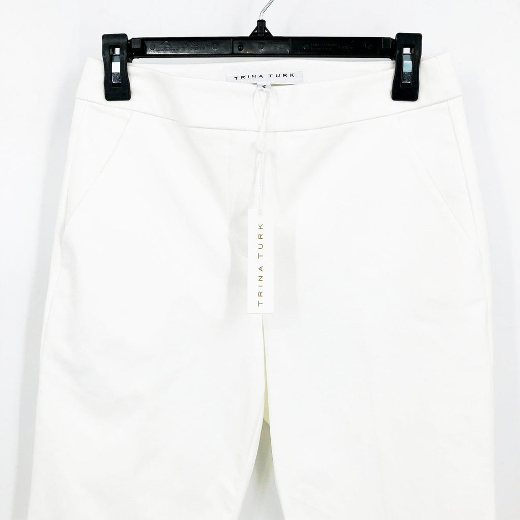 TRINA TURK Women's Lulu Cropped Pants Size 2 White Stretch NWT