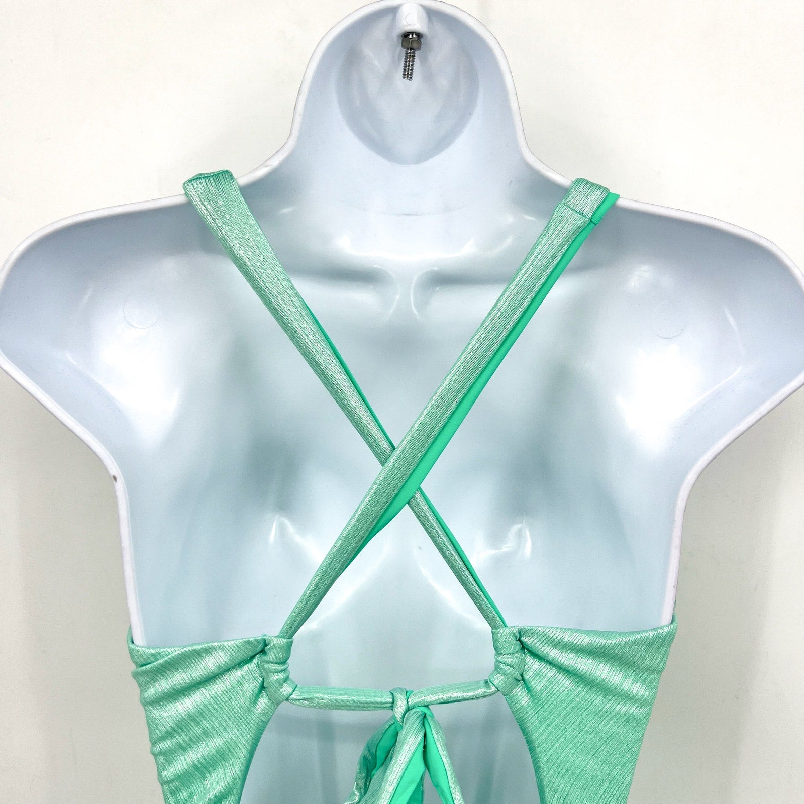 BECCA Oragami Textured Knotted One Piece Swimsuit Small Green Aqua Sea NWT