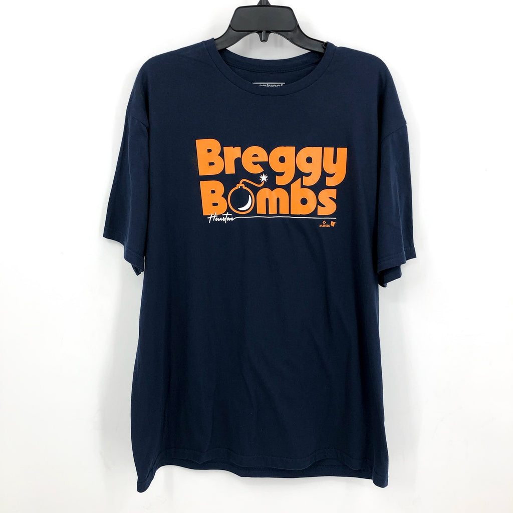 BREAKINGT Men's Houston Astros Breggy Bombs Short Sleeve T-shirt XXL Navy NWOT