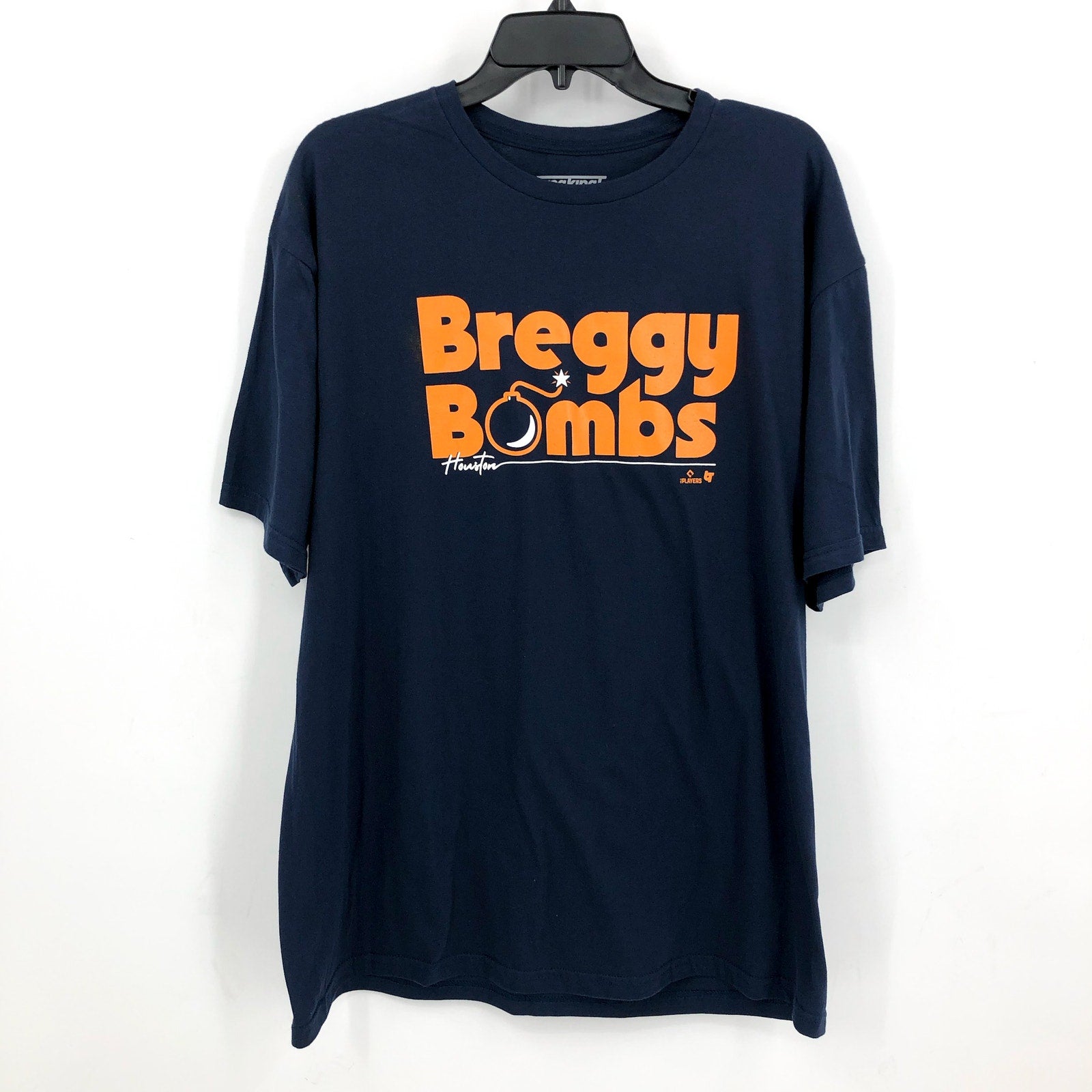 BREAKINGT Men's Houston Astros Breggy Bombs Short Sleeve T-shirt XXL Navy NWOT