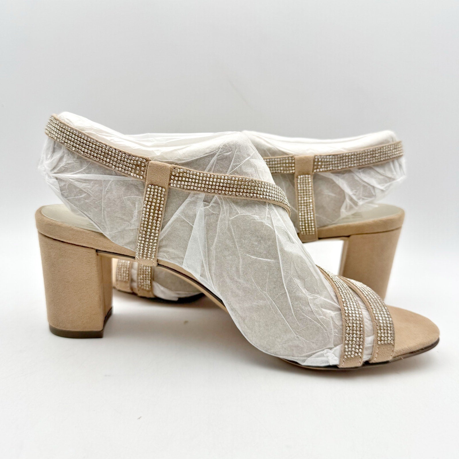 Naturalizer Womens Vanessa Heel US 8.5 M EU 38.5 Beige Suede Rhinestone NIB
