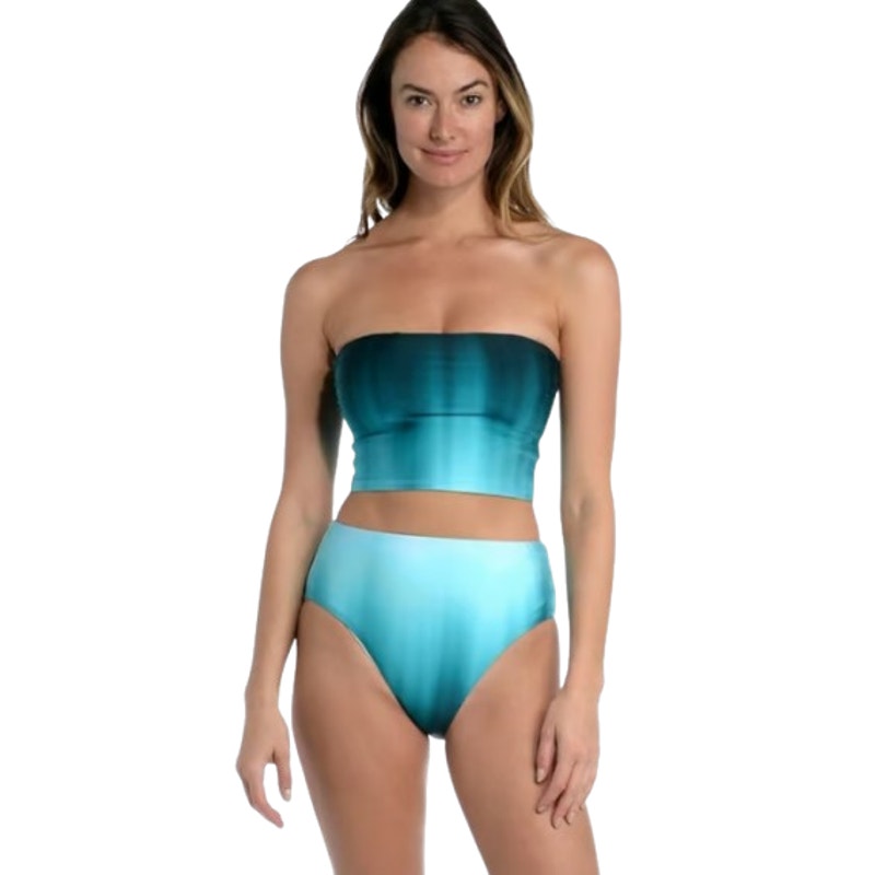 LA BLANCA Womens Ombre Bikini Bottom Size 16 Turquoise Blue V Cut High Waist NWT