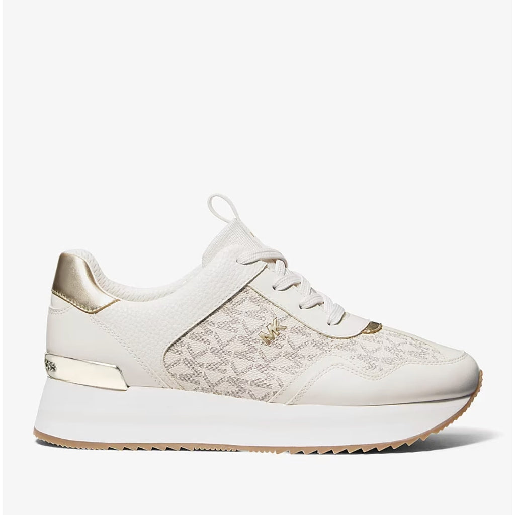 Michael Kors Womens Raina Casual Sneaker US 6 M White Vanilla Gold Trainer NIB