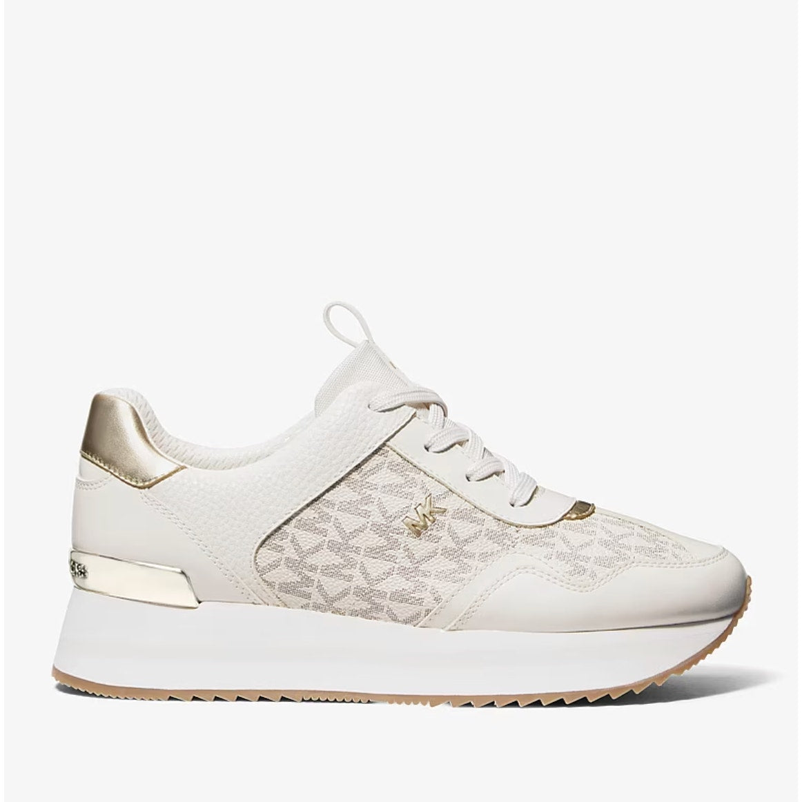 Michael Kors Womens Raina Casual Sneaker US 6 M White Vanilla Gold Trainer NIB