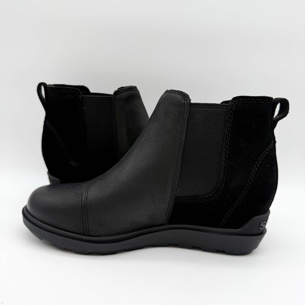 Sorel Womens Evie ll Chelsea Ankle Bootie US 7 EU 38 Black Suede Waterproof NIB