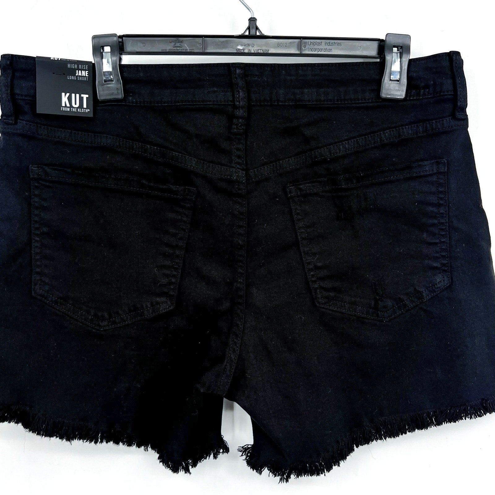 KUT FROM THE KLOTH Womens Jane Long Short Size 10 Black Frayed Hem High Rise NWT