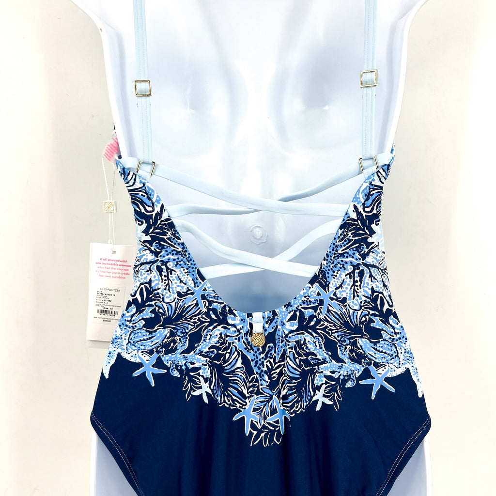 LILLY PULITZER Womens Klynn One-Piece Swimsuit US 6 Blue Just a Little Koi NWT
