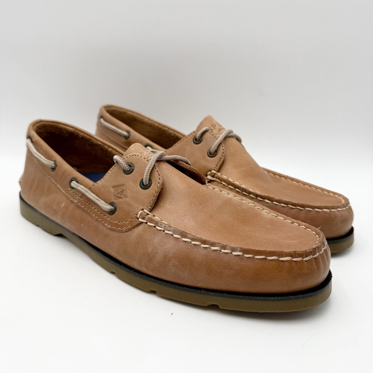 SPERRY Mens Leeward Boat Shoes Size 12 EU 45.5 Brown Leather NWOB