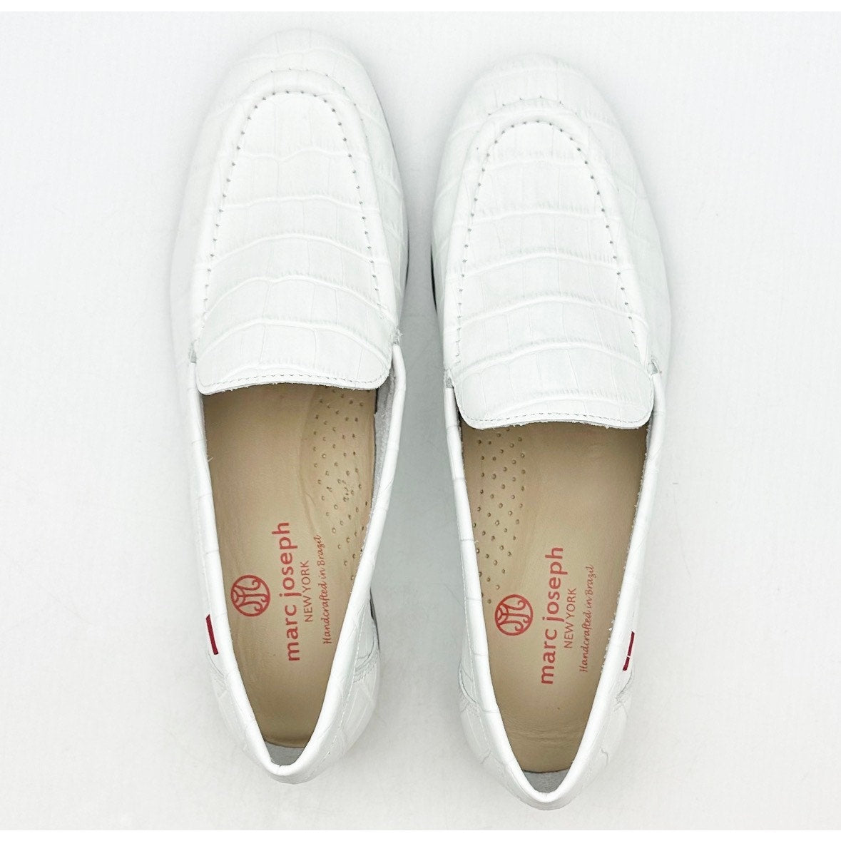 Marc Joseph New York Womens Madison Ave Loafers Size 5 M White Croco Leather NIB