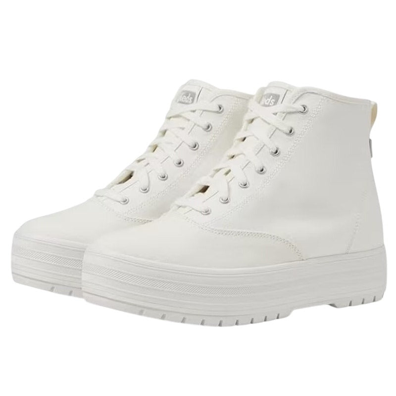 KEDS Womens The Platform Mid Lug Boots Size 7.5 M EU 38 White Canvas NIB