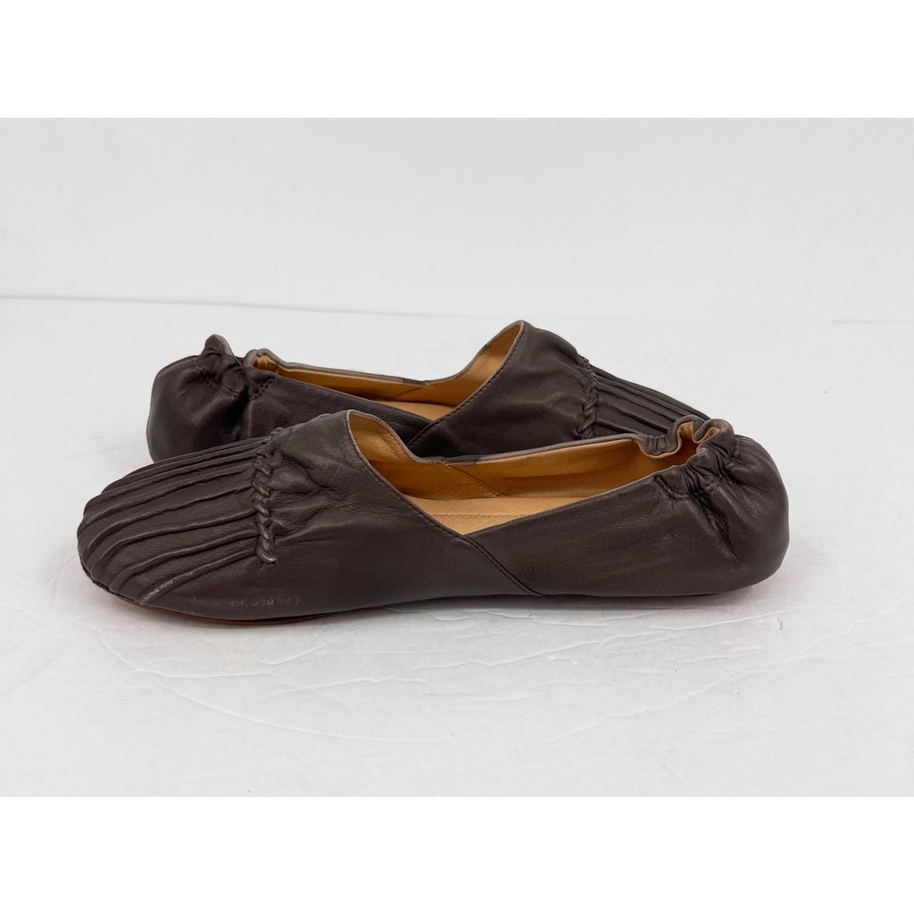 Chocolat Blu Womens Cam 2 Pleated Ballet Flats Size 10 Brown Grey Leather NIB