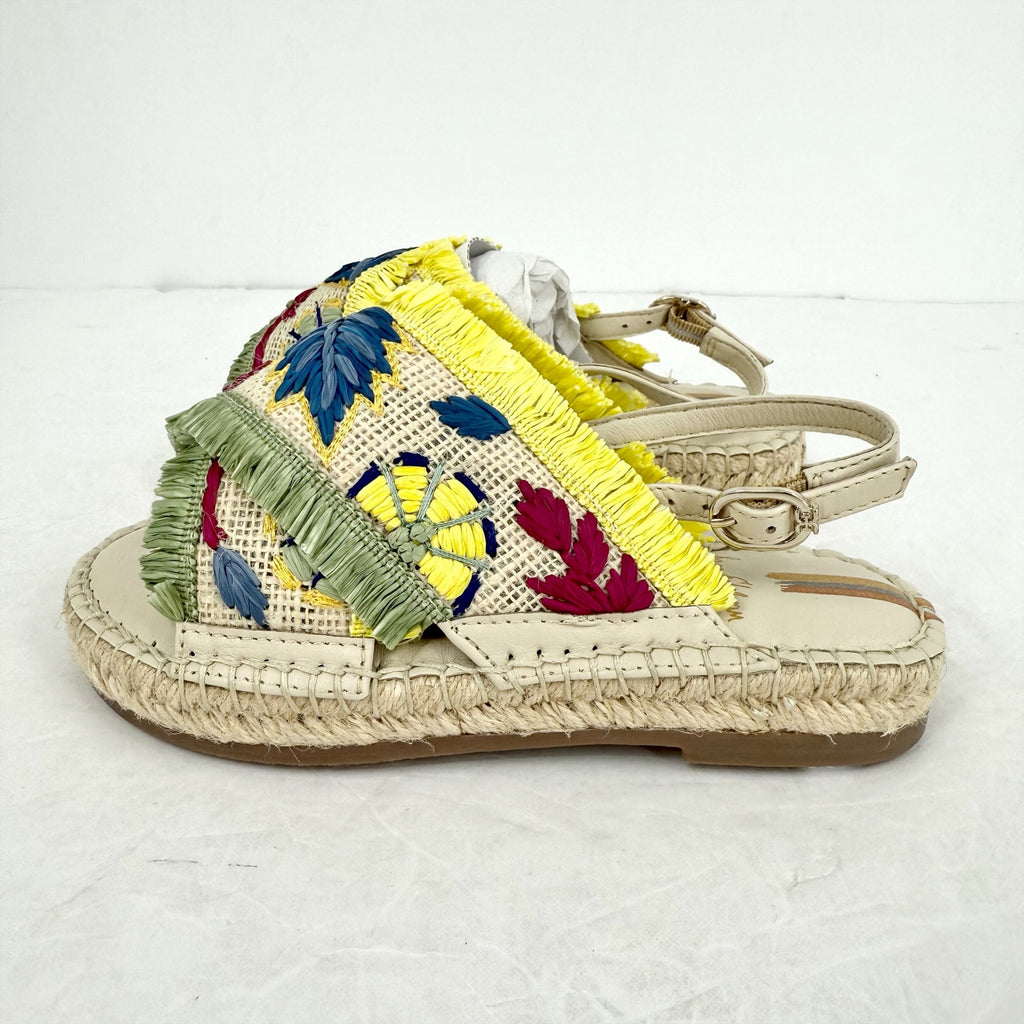 Sam Edelman Kids Kayden Slingback Sandal US 2 M Beige Multicolor Leather NIB