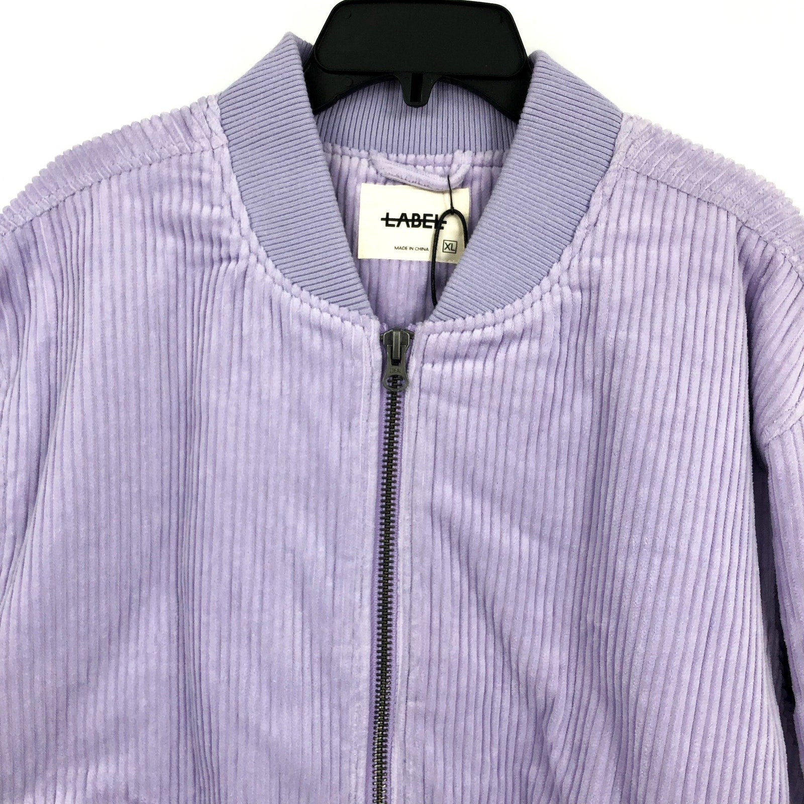 LABEL Unisex Go-To Corduroy Bomber Jacket XL Lavender Purple Full Zip NWT