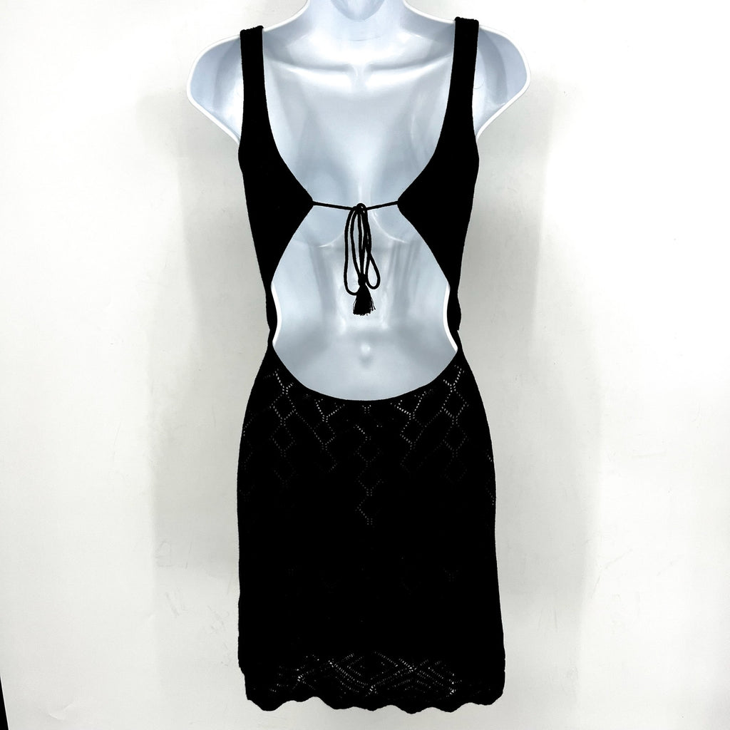 L*SPACE Women's Saffron Cover-Up Dress Small Medium Black Knit Cut Out NWT