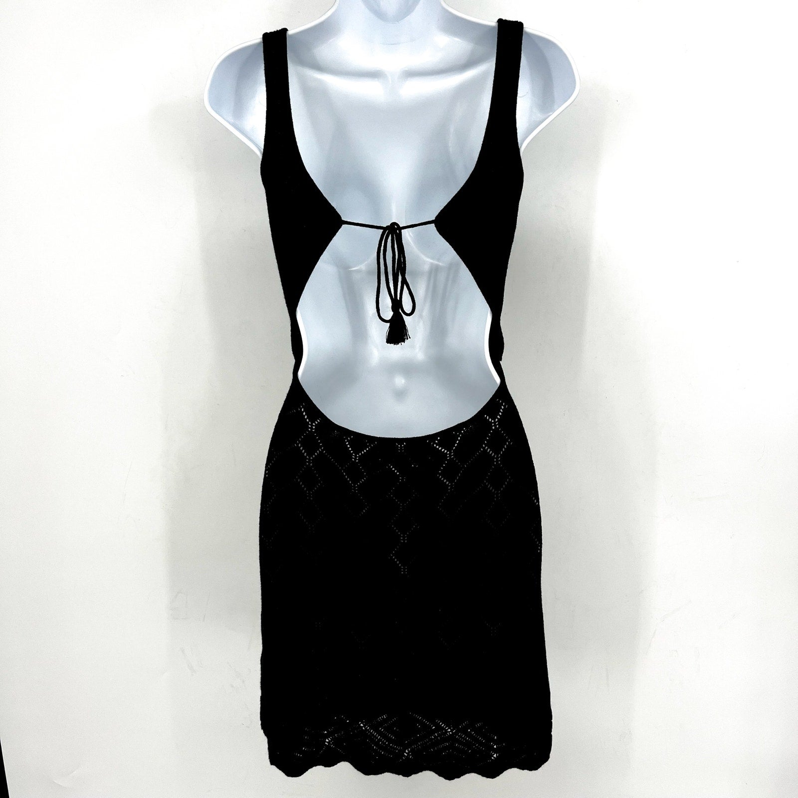 L*SPACE Women's Saffron Cover-Up Dress Small Medium Black Knit Cut Out NWT