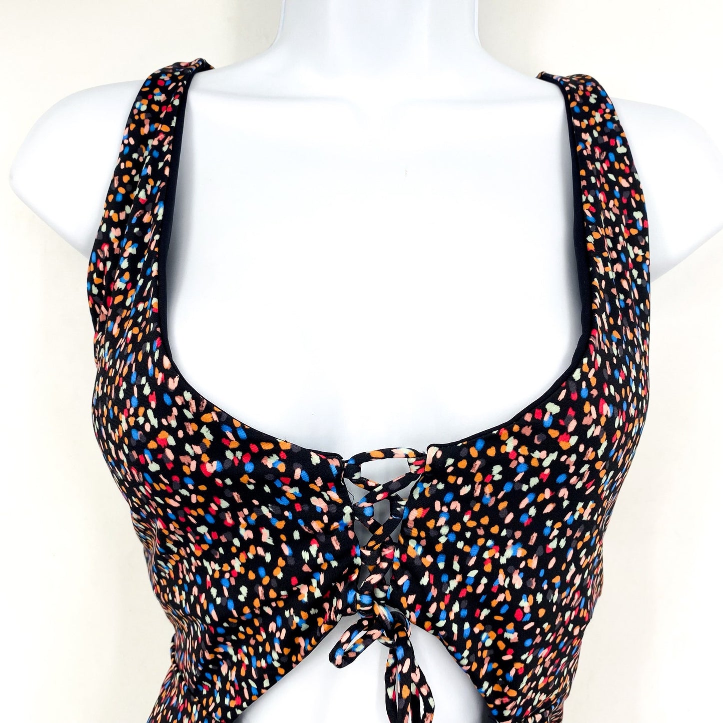 PRANA Women's Ruby Beach One-Piece Swimsuit Large Black Multi Alotta Dots NWT