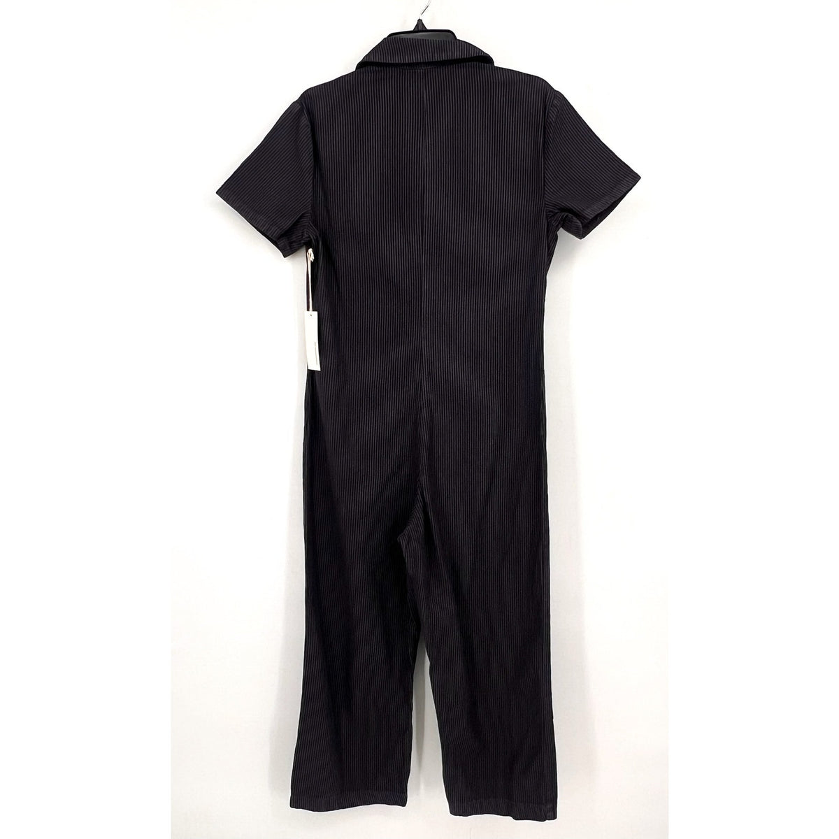 LACAUSA Womens Railroad Lucky Jumpsuit XS Dark Blue Gray Stripe Short Sleeve NWT