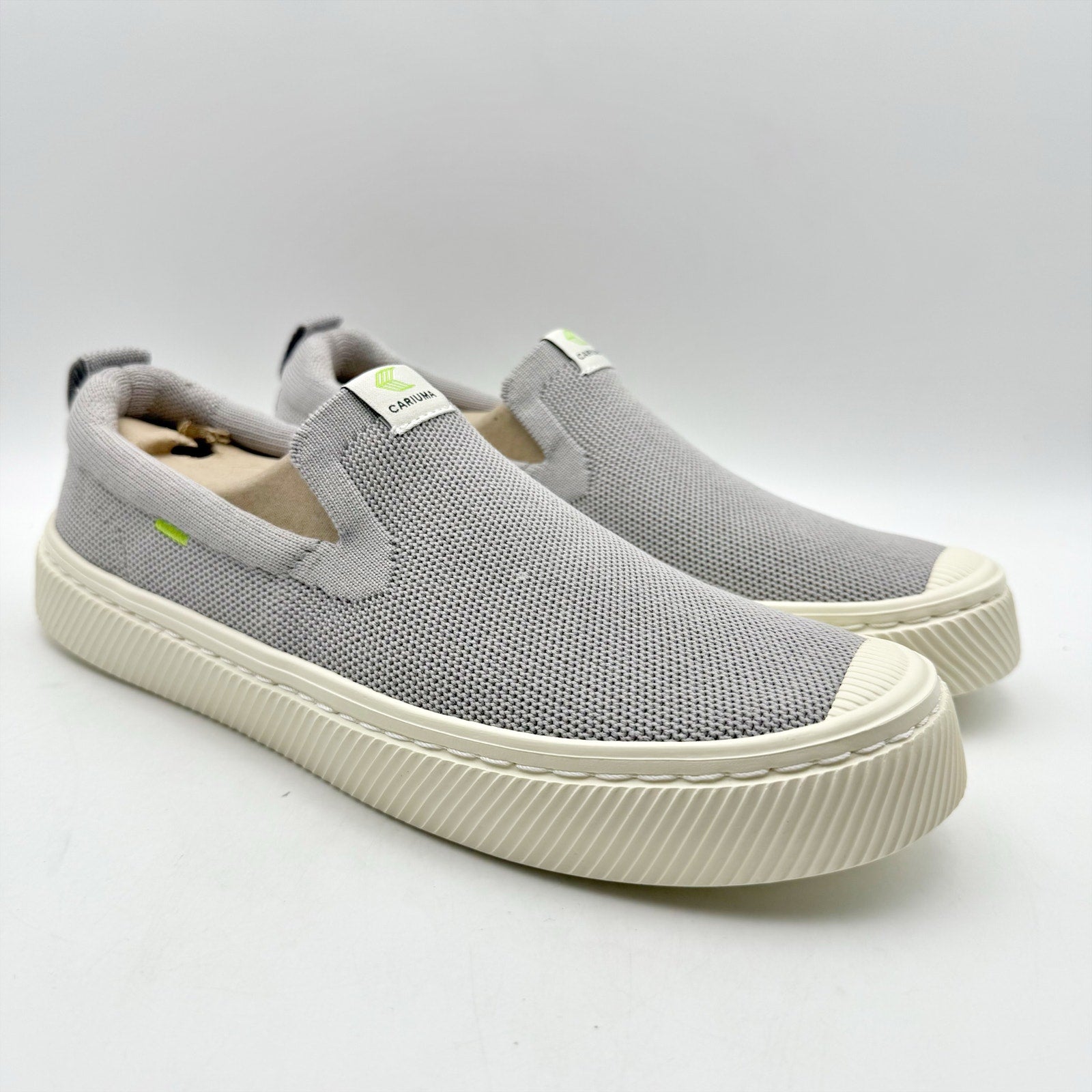 Cariuma Mens IBI Slip On Sneakers US 11.5 EU 45 Grey Knit Bamboo NIB