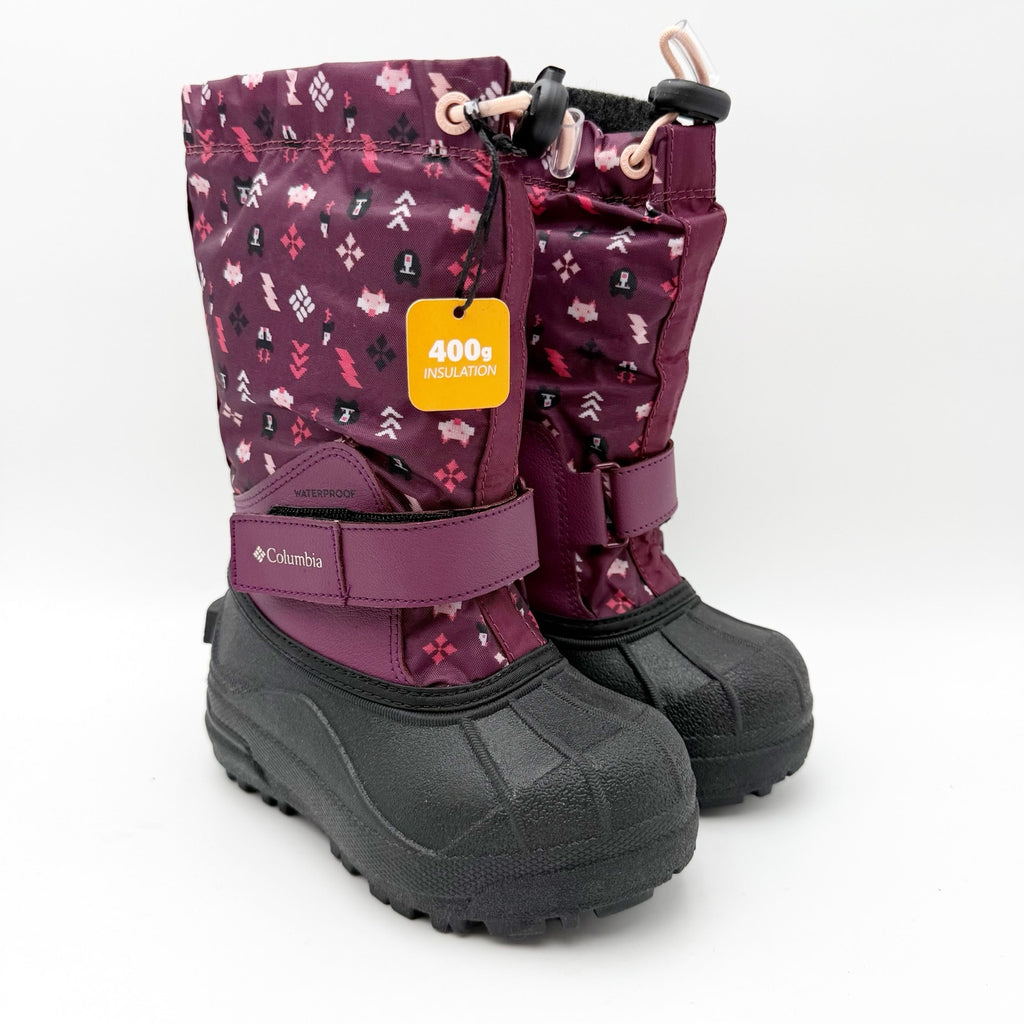 Columbia Girls Powderbug Forty Winter Boots US 9 Purple Waterproof Insulated NIB