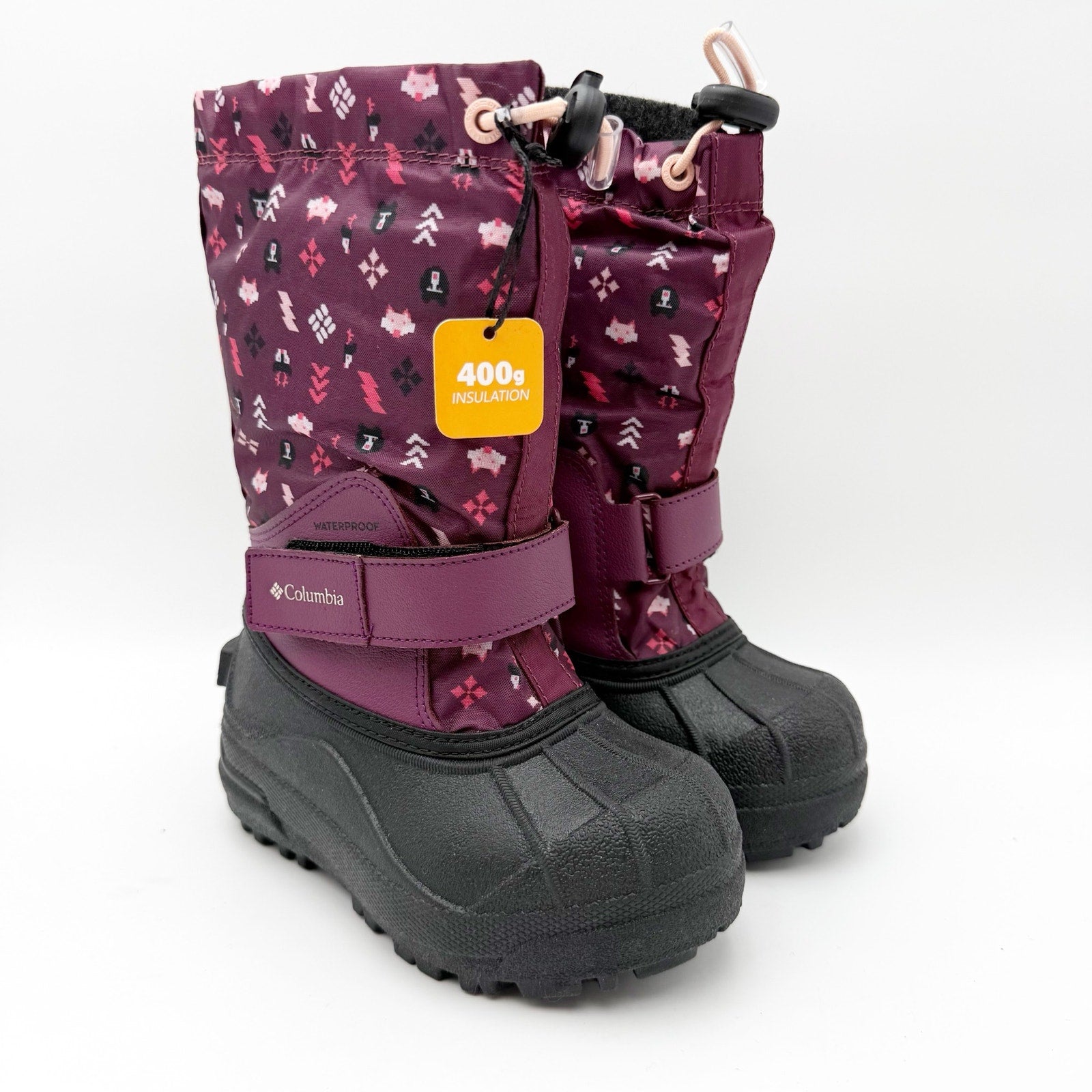 Columbia Girls Powderbug Forty Winter Boots US 9 Purple Waterproof Insulated NIB