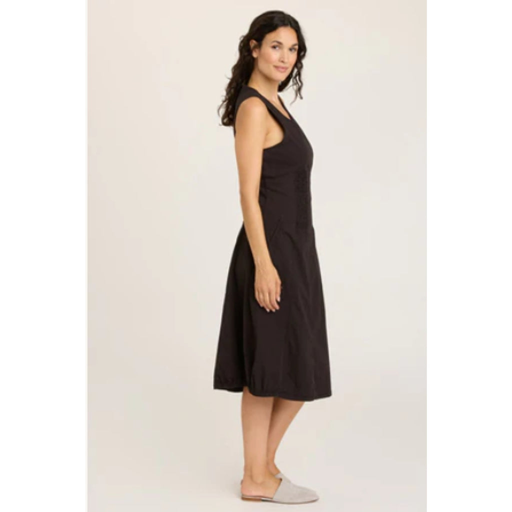 XCVI Women's Gibbon Tank Dress 2.0 Small Black V Neck Sleeveless Pockets NWT
