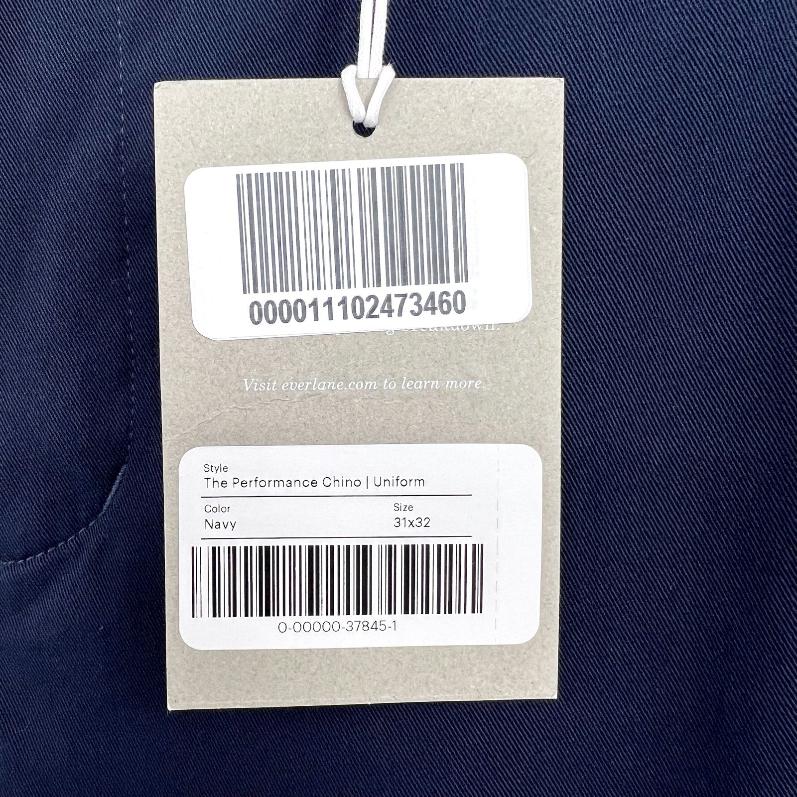 EVERLANE Men's Uniform Performance Chino 31x32 Navy Blue Slim Fit Pants NWT
