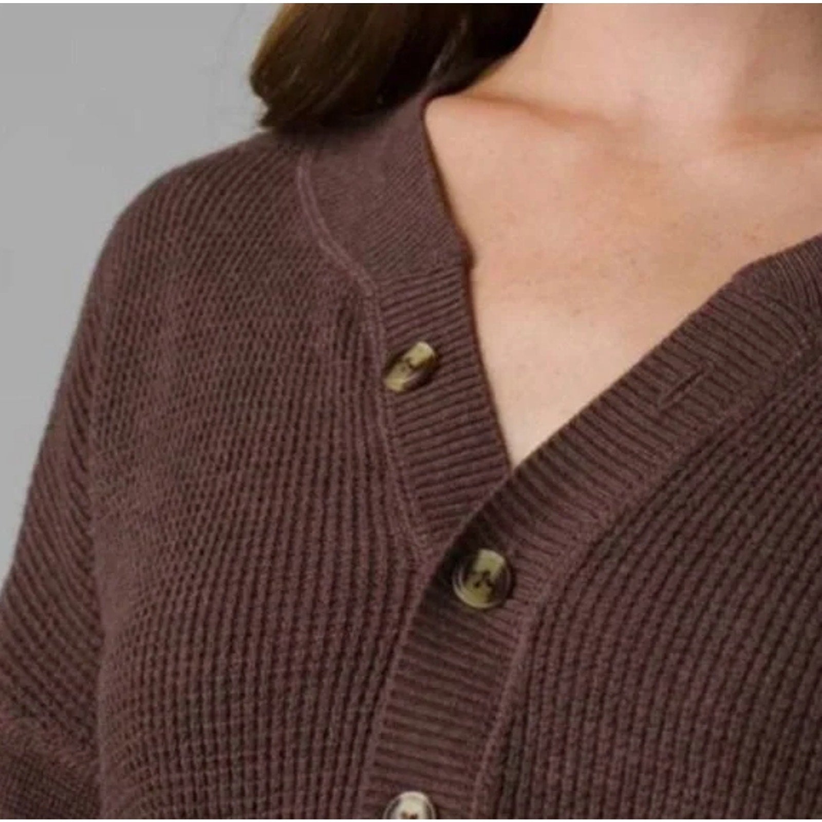 prAna Womens Milani Henley Dress Medium Clove Red Waffle Knit Thermal LS NWT
