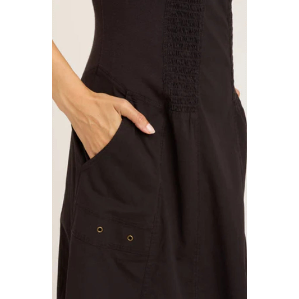 XCVI Women's Gibbon Tank Dress 2.0 Small Black V Neck Sleeveless Pockets NWT