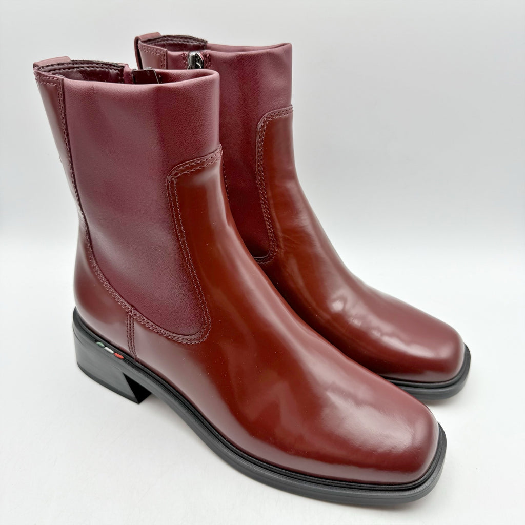 Franco Sarto Womens Gracelyn Ankle Boots US 5.5 Red Leather Booties NIB