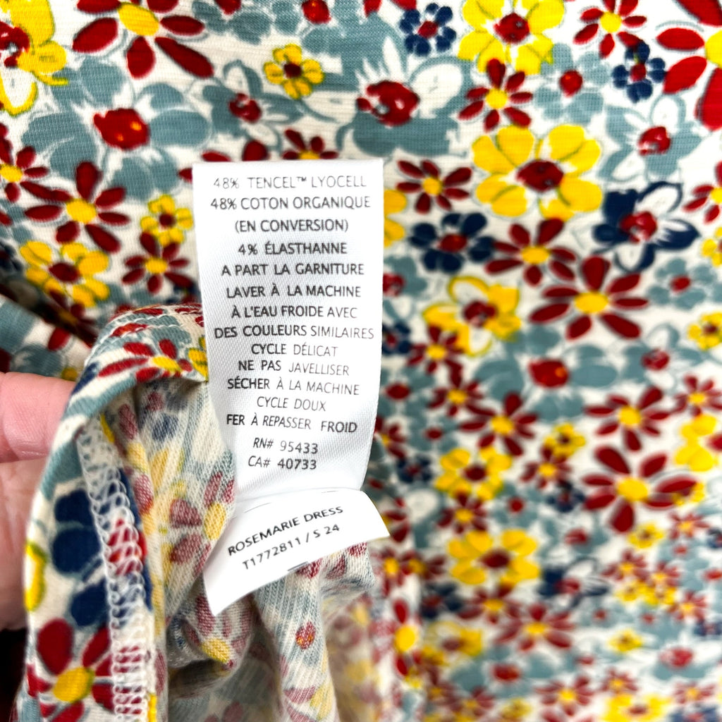 TOAD & CO Womens Rosemarie Dress XS Yellow Red Barley Floral Short Sleeve NWT
