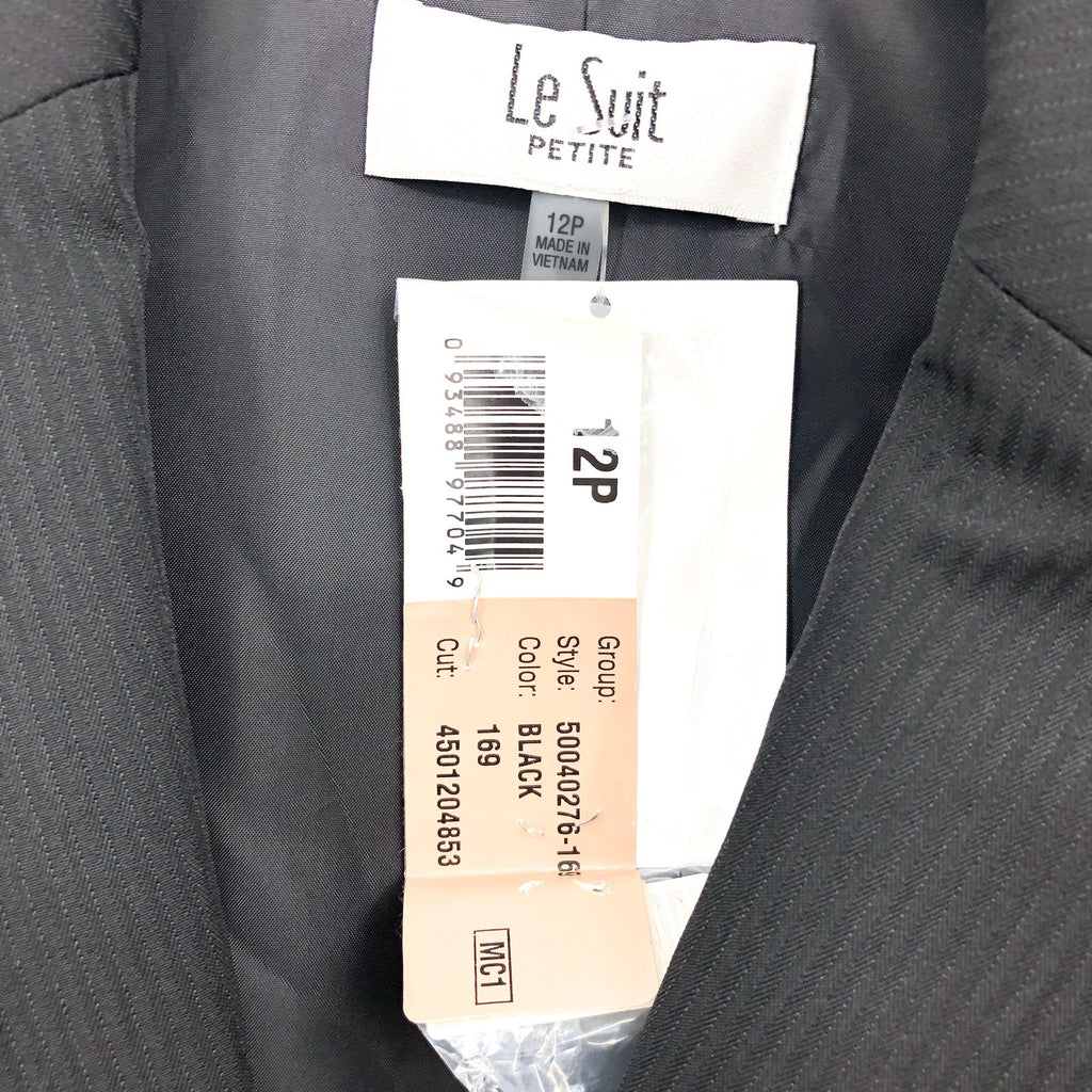 LE SUIT Women's Two Button Blazer Jacket 12 Petite Black Notch Lapel Collar NWT
