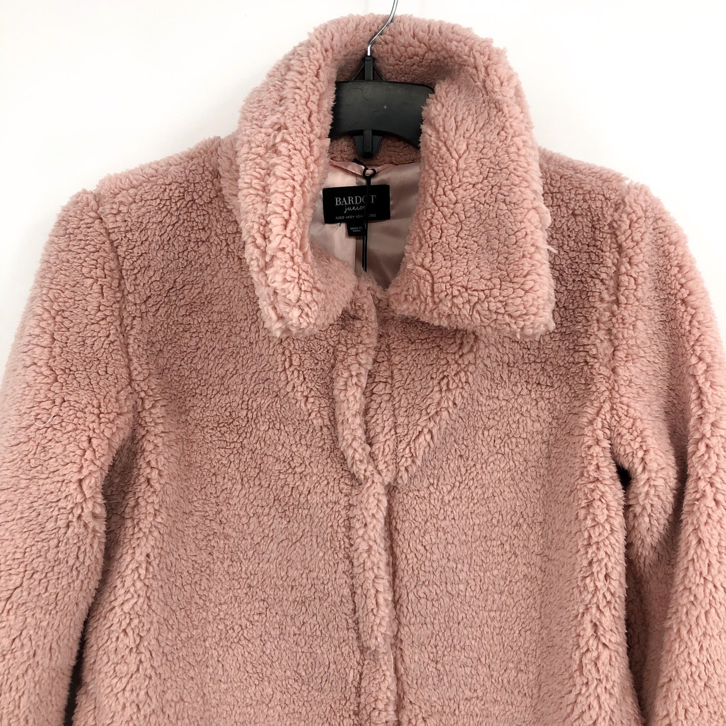 BARDOT JUNIOR Girl's Milly Soft Teddy Jacket XL US 14 Pink Musk Faux Fur NWT