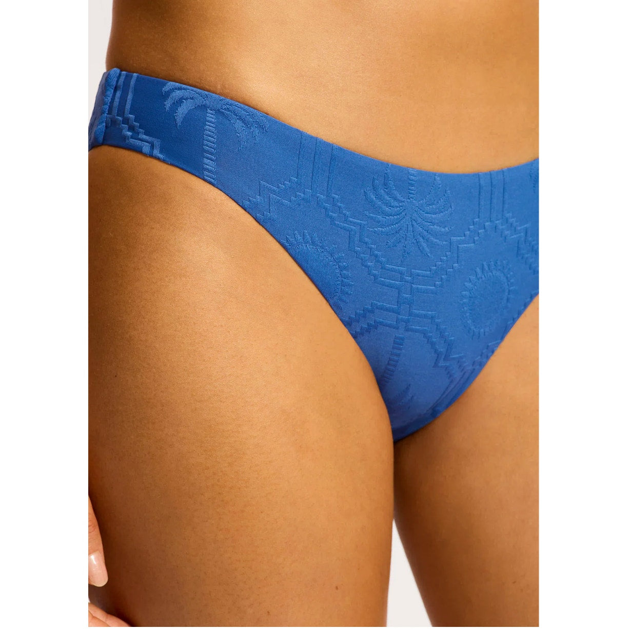 SEAFOLLY Womens Oasis Hipster Bikini Bottom Size 6 Blue Ultramarine Texture NWT