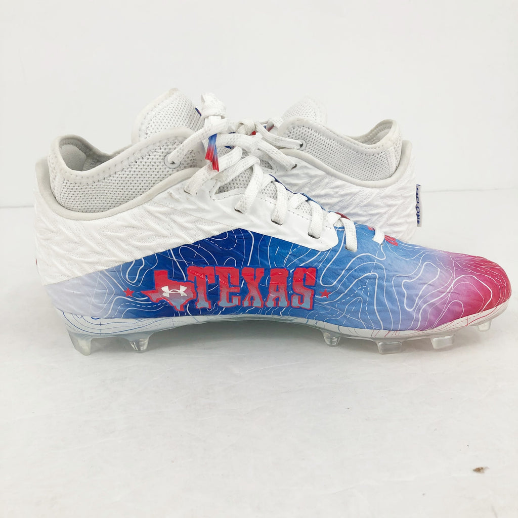 Under Armour Mens Spotlight Clone 4 MC TX Football Cleat Size 12 White Blue NWOB
