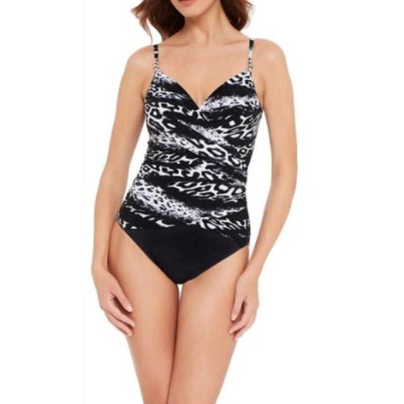 MAGICSUIT Women's Louise One-Piece Swimsuit Size 12 Black White Skin Deep NWT