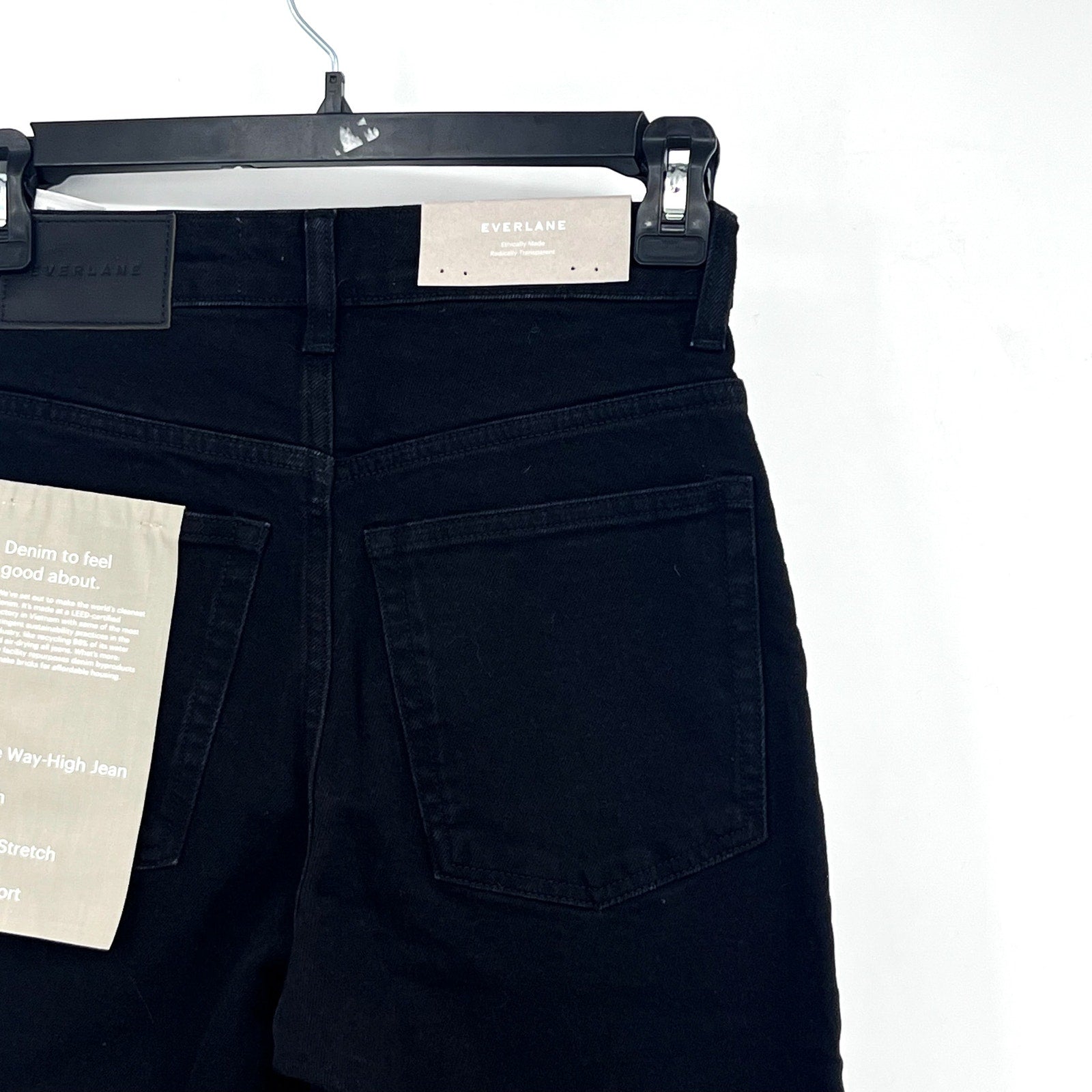 EVERLANE Women's The Way-High Jeans 23x25 US 000 Black Straight Leg NWT