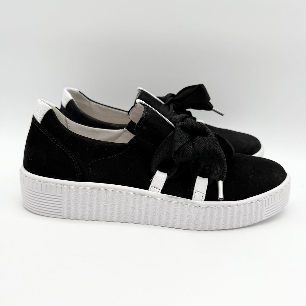 Gabor Womens 43.333 Platform Casual Sneakers US 8 UK 5.5 Black Leather NIB