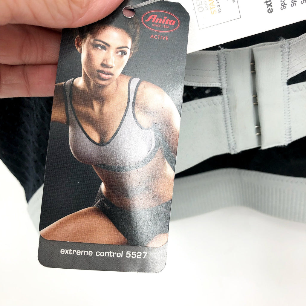 ANITA ACTIVE Women's Extreme Control Sports Bra Size 36B Black Grey Wirefree NWT