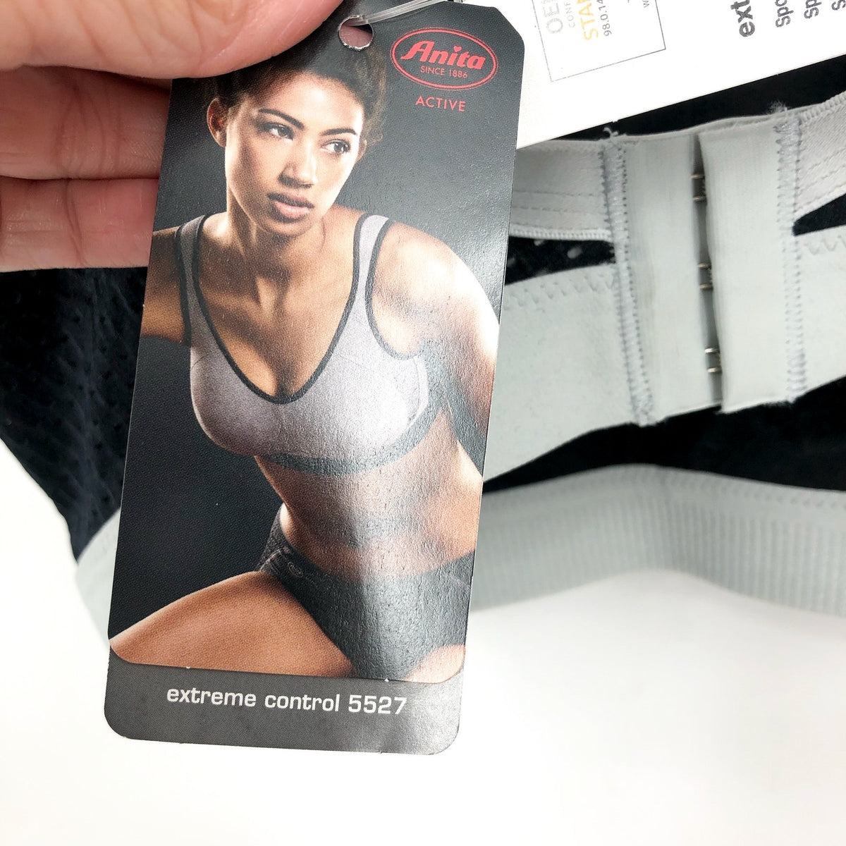 ANITA ACTIVE Women's Extreme Control Sports Bra Size 36B Black Grey Wirefree NWT
