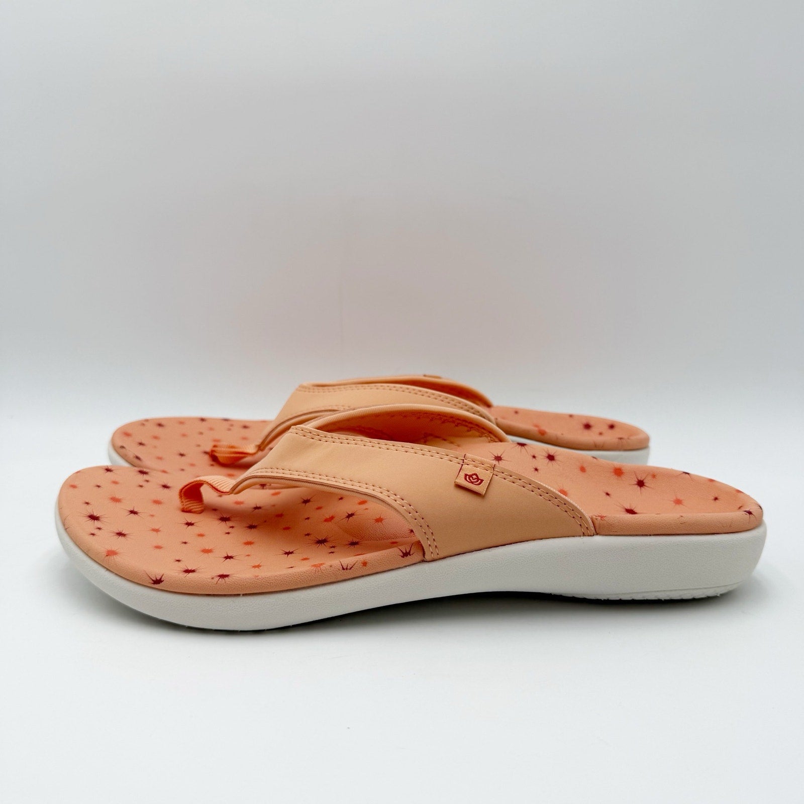 Spenco Womens Yumi Constellation Sandal Size 11 WIDE Coral Orange Flip Flop NWOB