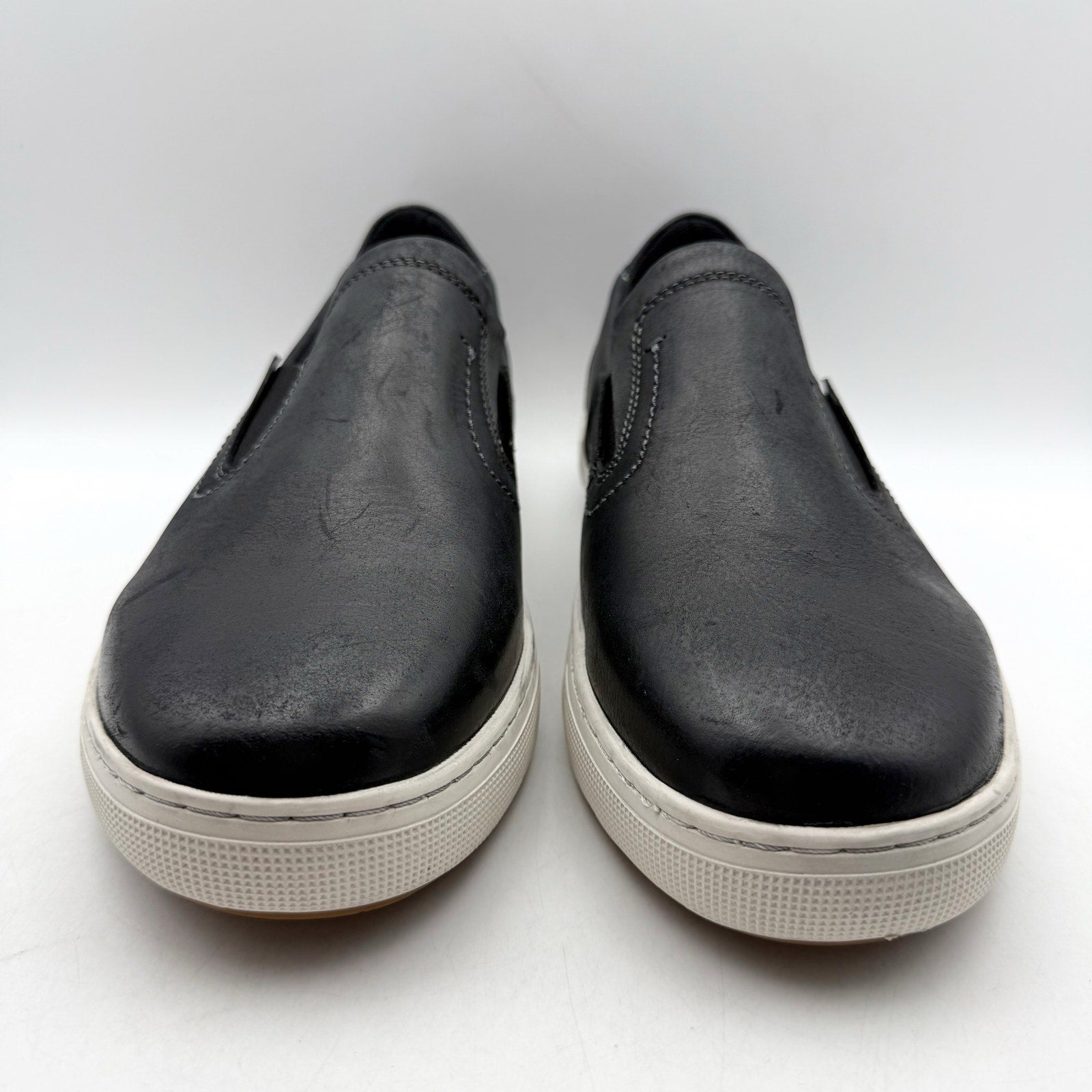 Propet Mens Kedrick Sneakers US 9.5 EEE Black White Leather Slip On NWOB