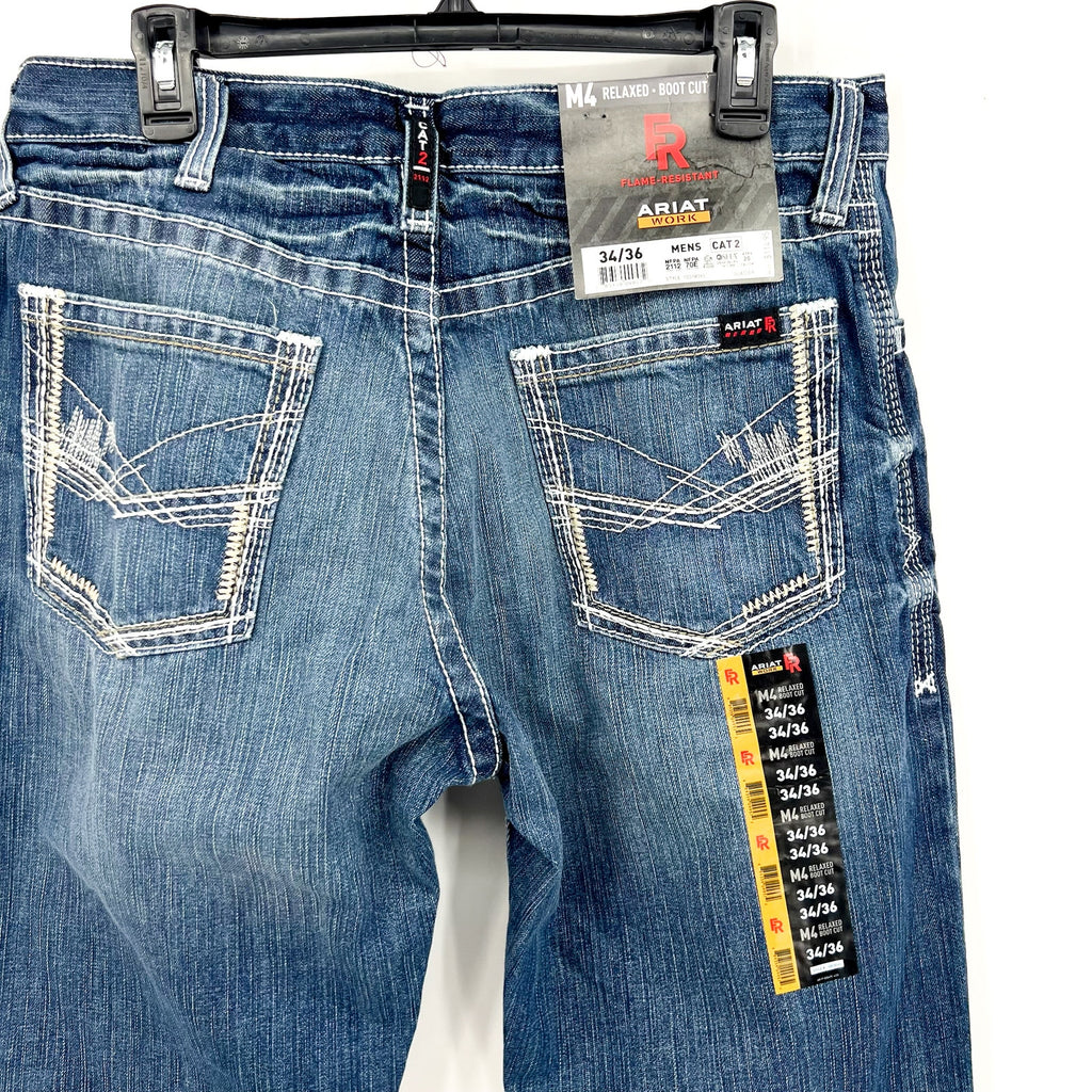 ARIAT Men's FR M4 Relaxed Ridgeline Boot Cut Jeans 34x36 Blue Glacier NWT