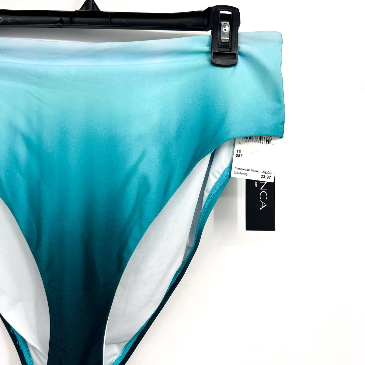 LA BLANCA Womens Ombre Bikini Bottom Size 16 Turquoise Blue V Cut High Waist NWT
