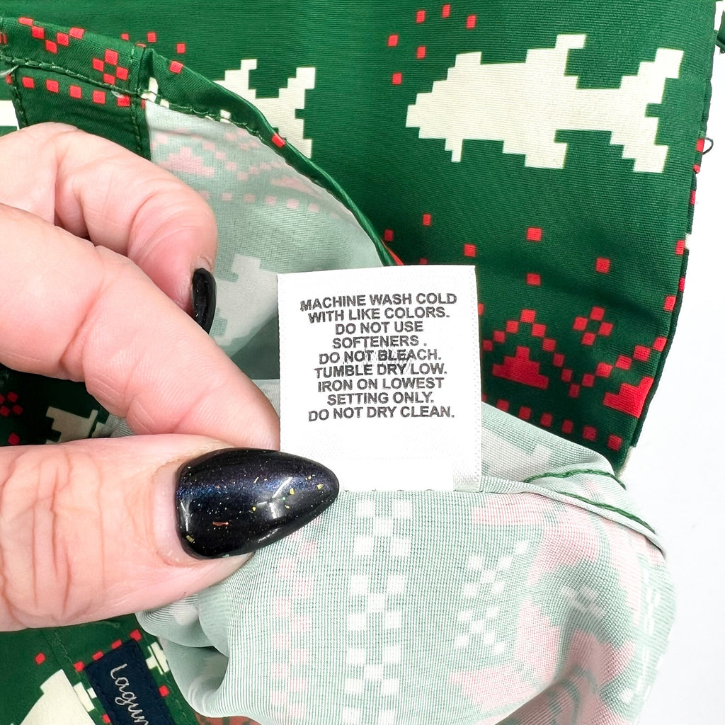 Magellan Boys Laguna Madre Holiday Fair Isle Fishing Shirt Small Green Red NWOT